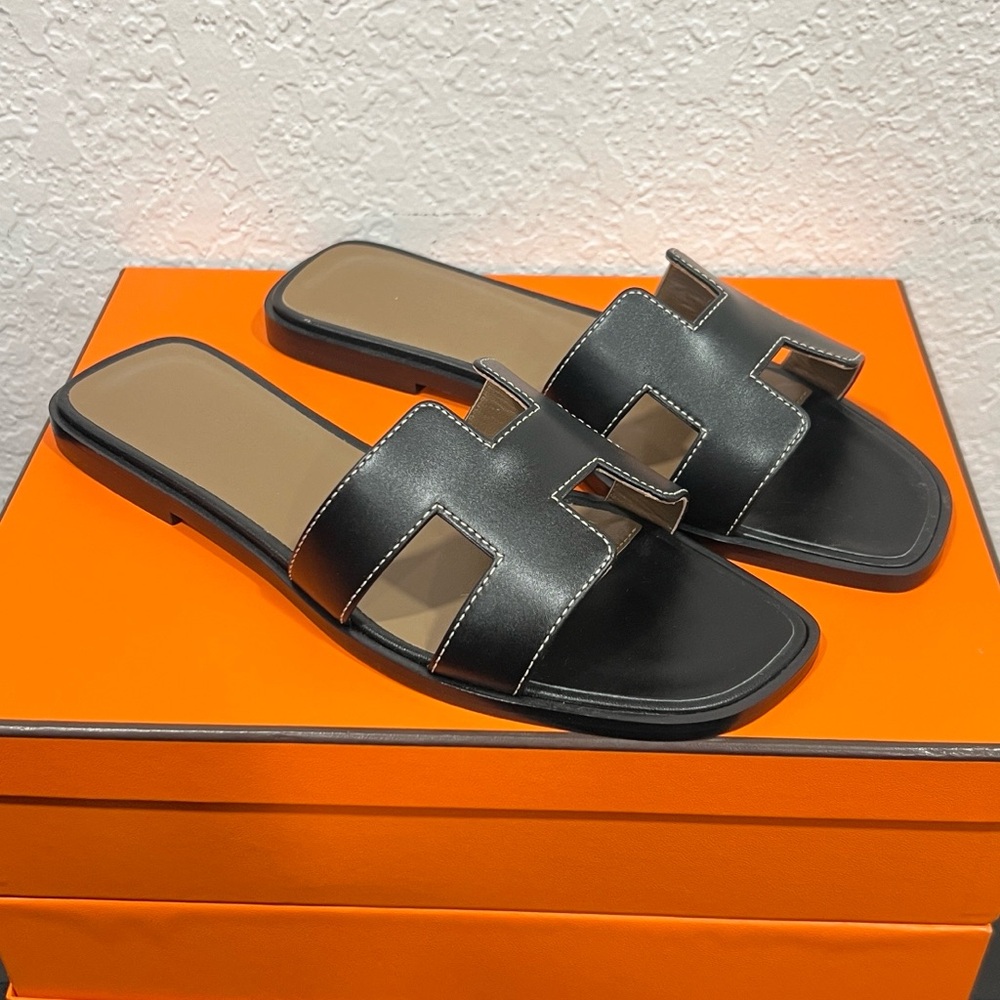 Hermes Black Sandals